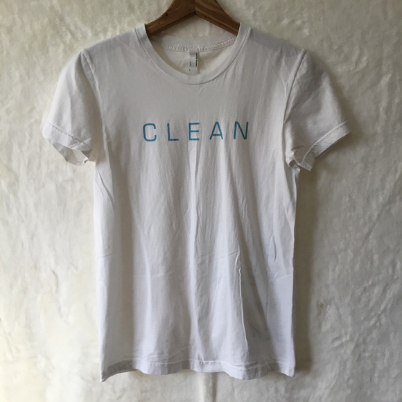 Clean White with Blue Text T-Shirt - Picture 1 of 10